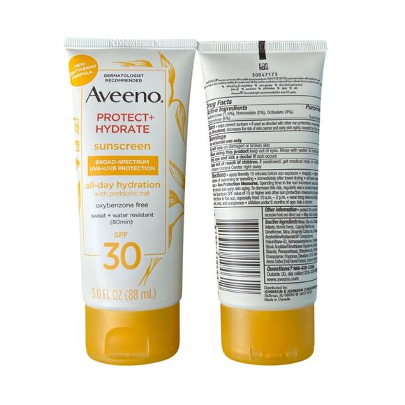Aveeno Protect + Hydrate SPF 30 Broad Spectrum Sunscreen LOT of 2, 3.0 Fl Oz - Picture 2 of 7